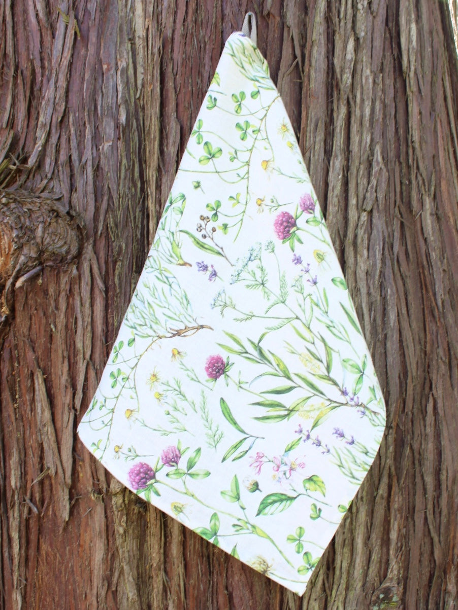 Linen Tea Towel Red Clover Meadow