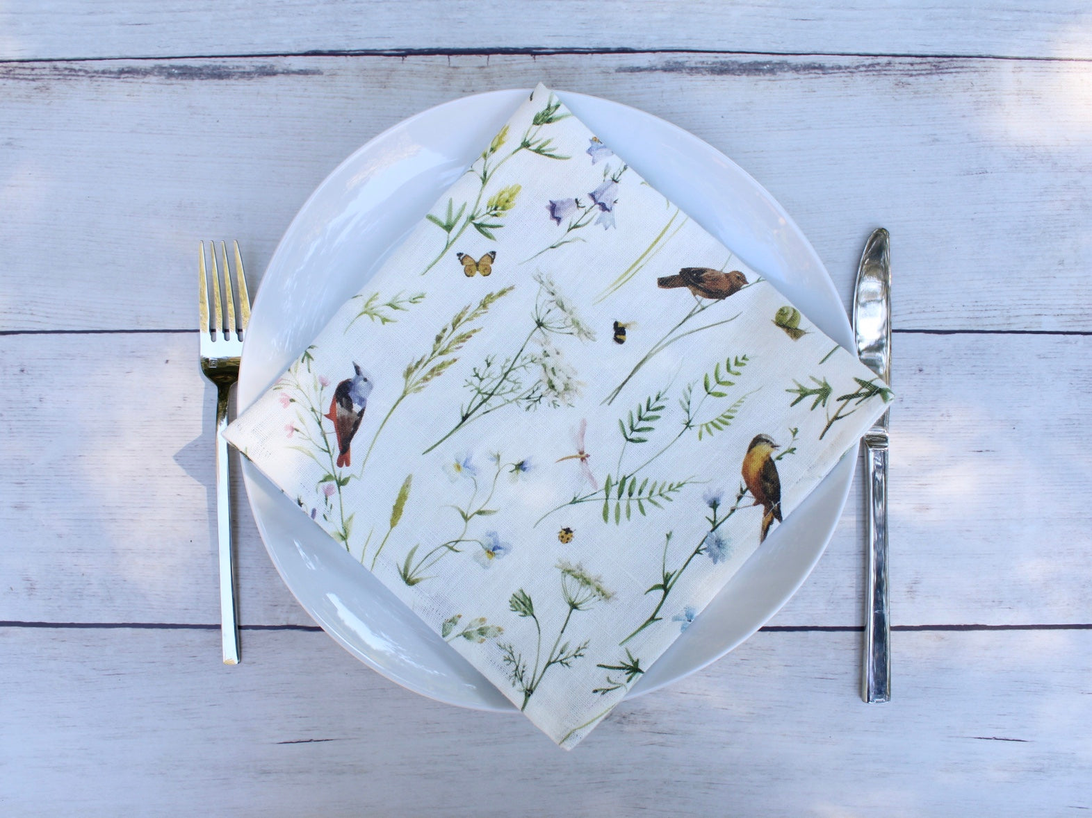 Linen napkin Birds, Bees & Blooms