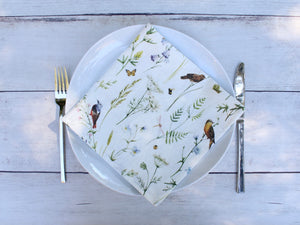 Linen napkin Birds, Bees & Blooms