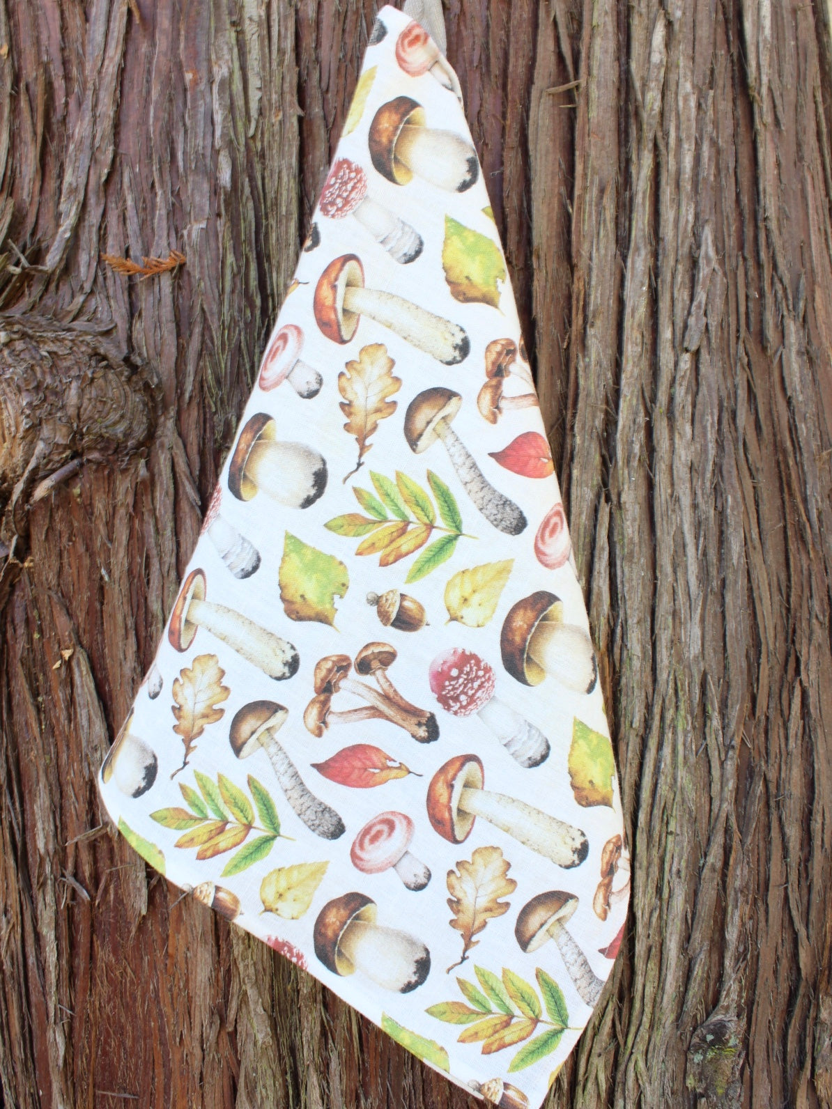 Linen Tea Towel Forest Mushrooms
