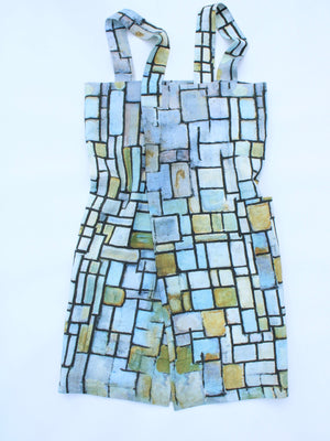 Linen cross back apron Piet Mondrian Composition N II