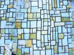 Linen cross back apron Piet Mondrian Composition N II
