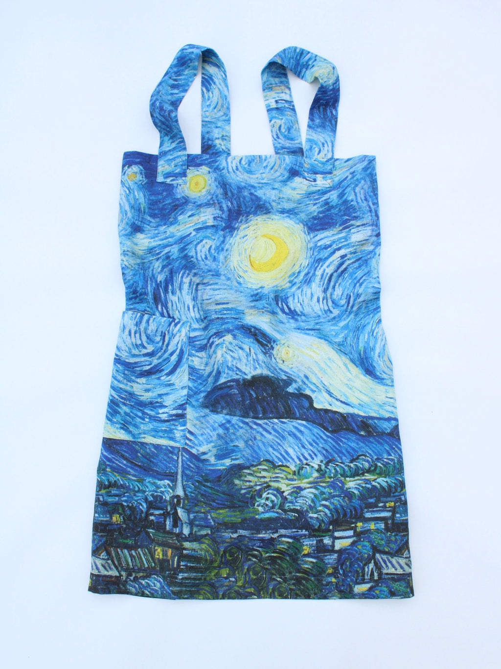 Linen cross back apron Vincent Van Gogh Starry Night