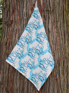 Linen Tea Towel Blue Octopus