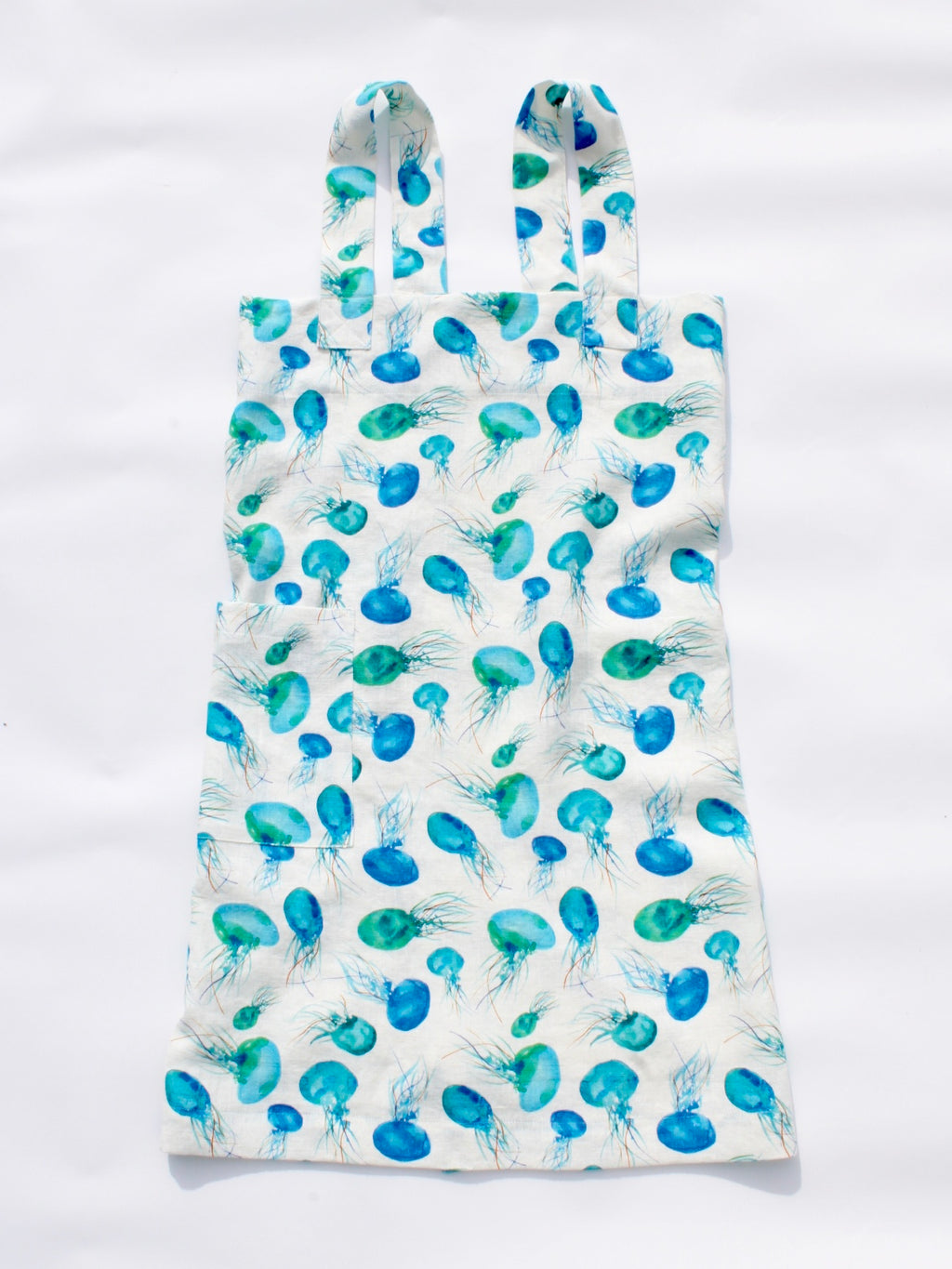 Linen cross back apron Watercolor Jellyfish
