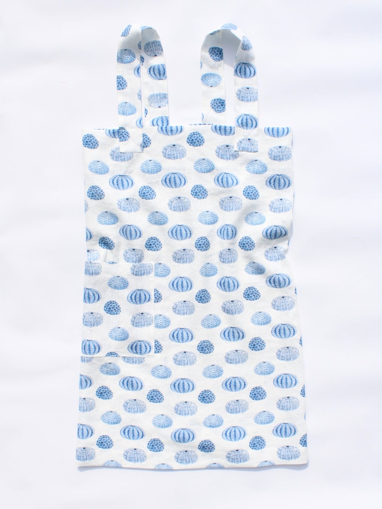 Linen cross back apron Blue Sea Urchin