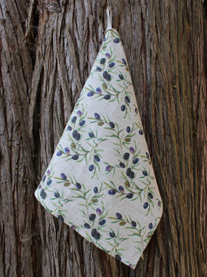 Linen Tea Towel Watercolor Olives