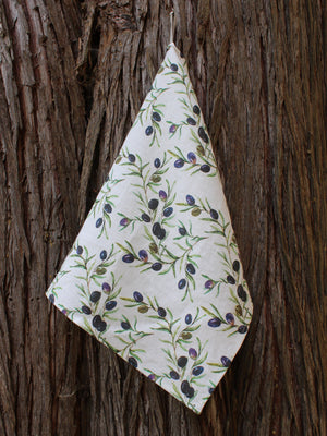 Linen Tea Towel Watercolor Olives
