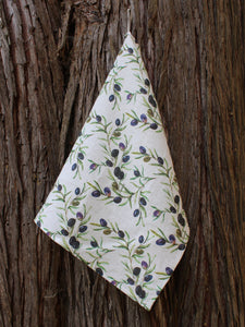 Linen Tea Towel Watercolor Olives
