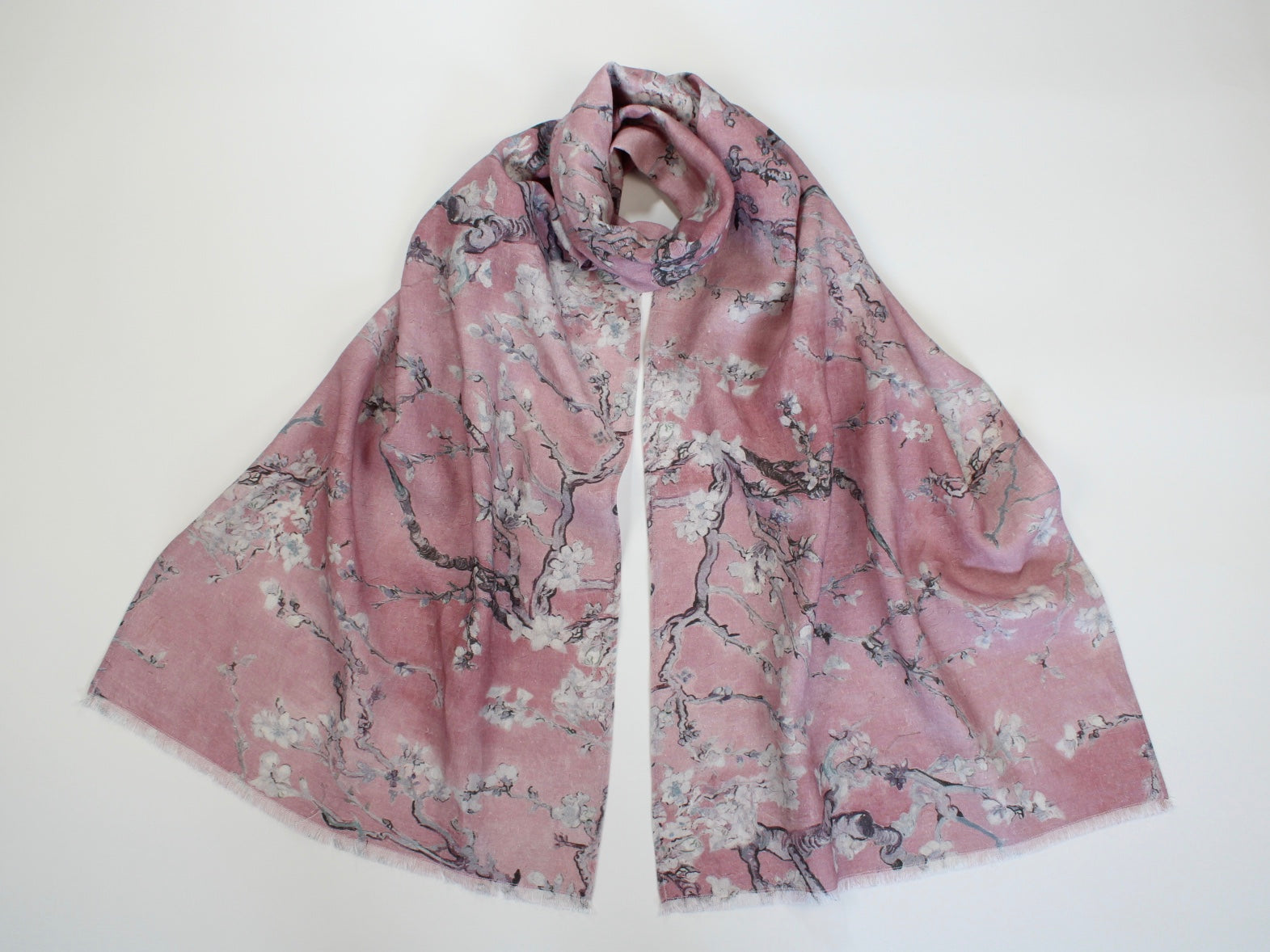 Linen Scarf Vincent Van Gogh Almond Blossom Muted Lilac