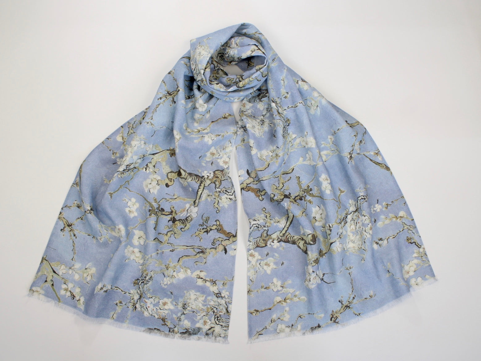 Linen Scarf Vincent Van Gogh "Almond Blossom" Blue