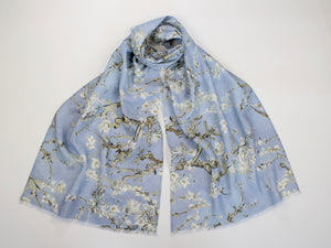 Linen Scarf Vincent Van Gogh "Almond Blossom" Blue