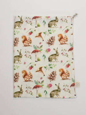 Linen Bread Bag Forest Friends Mushroom Collection