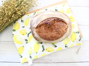 Linen Bread Bag Watercolor Lemons