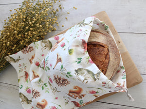 Linen Bread Bag Forest Friends Mushroom Collection
