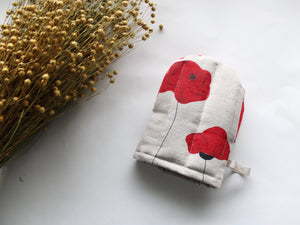 Linen Oven Mitt Red Poppies