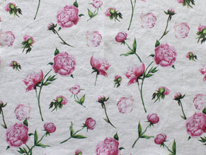 Linen napkin Watercolor Pink Peonies