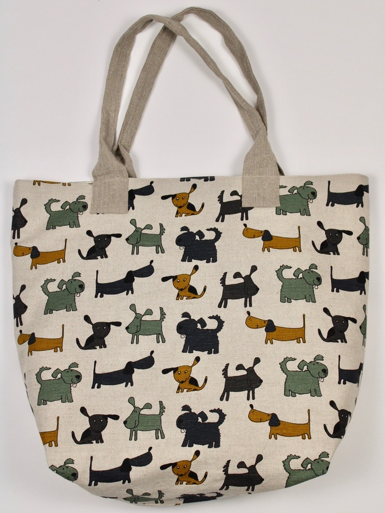 Linen Handbag Colorful Dogs