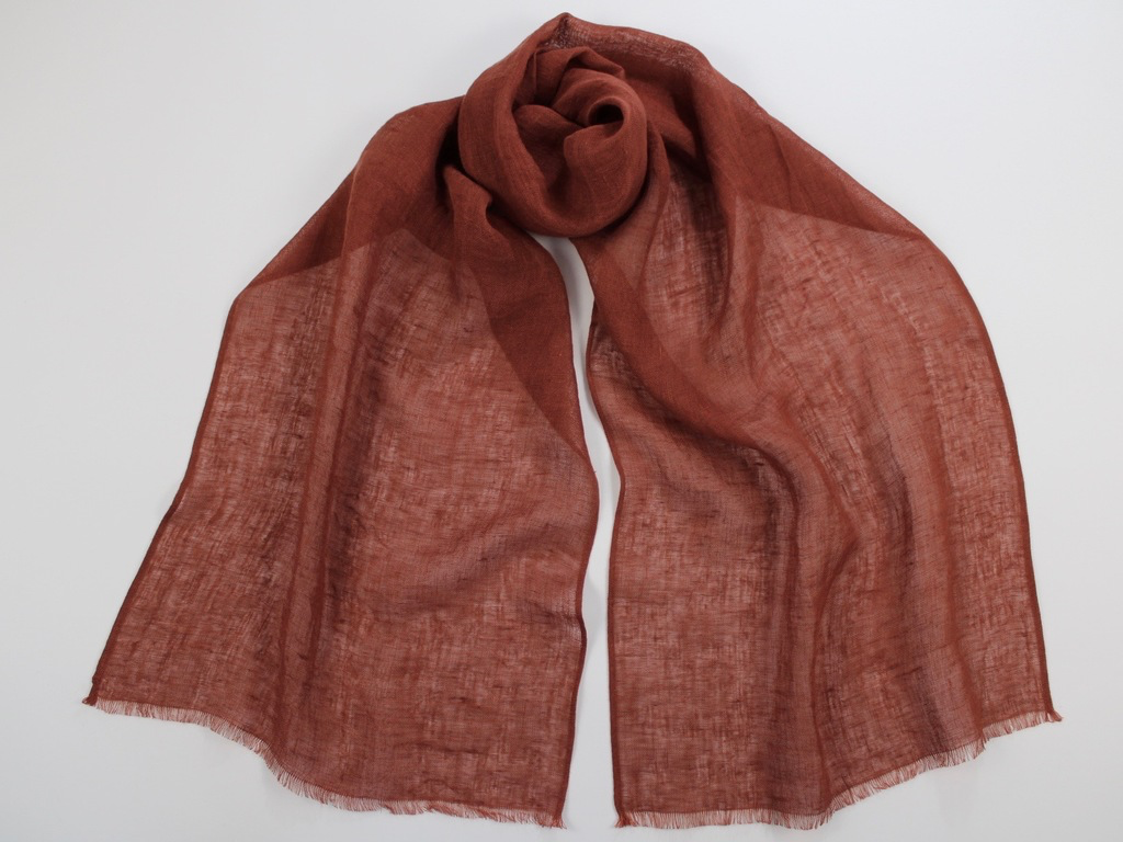 Sale Lightweight Linen Scarf Brick Red