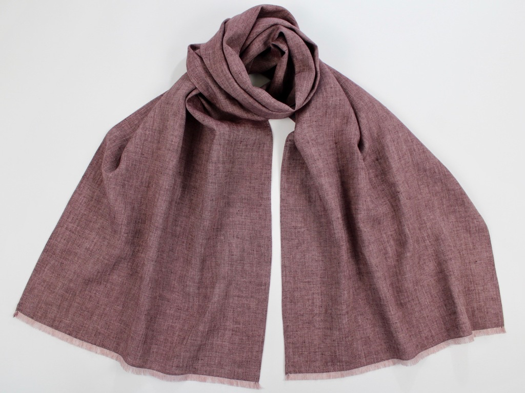 Sale Linen Wool Winter Scarf Burgundy Brown Melange